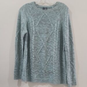 Full Tilt Women's Light Blue Cable Knit Sweater